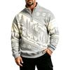 Men's Casual Zip-Up Lined Sweatshirt with Stand Collar Long Sleeve Print for Fall and Winter