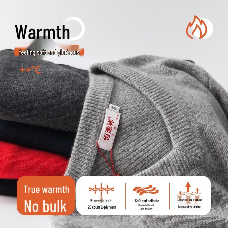 Hengyuanxiang Women's Thickened Pure Cashmere V-Neck Vest