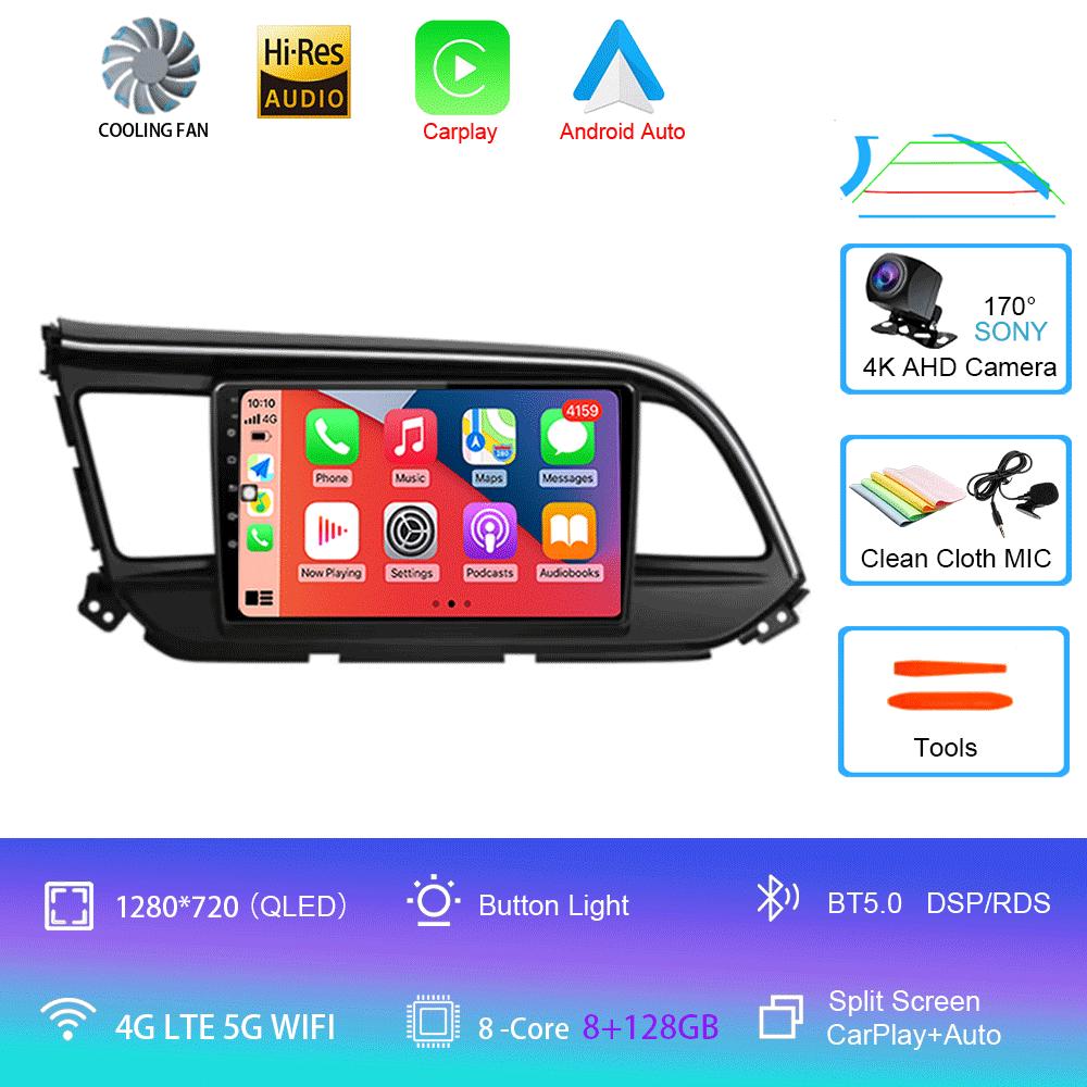 Car Radio Android 14 Carplay For Hyundai Elantra 6 2018 2019 2020 DSP GPS Navigation Multimedia Video Player Stereo Head Unit BT