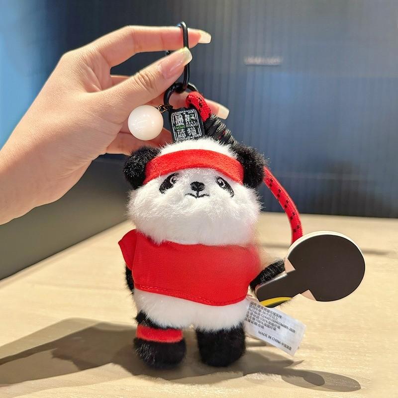 Panda Plush Keyring With Table Tennis Series For Bags And Keys Decoration