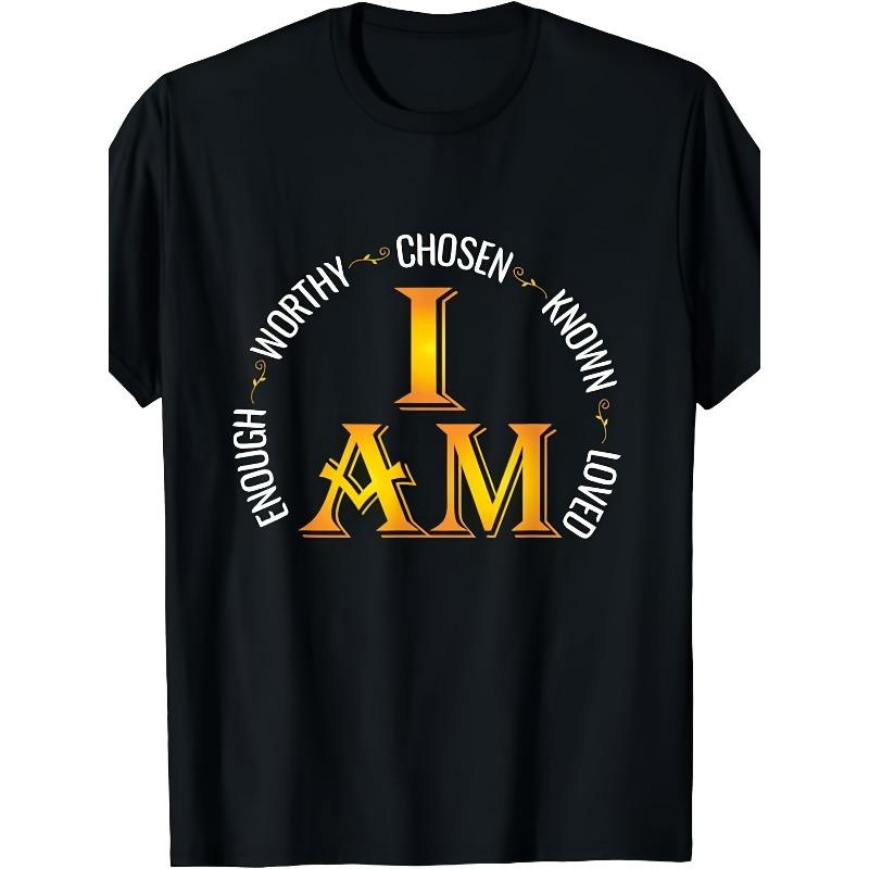 

European sizes I Am Chosen Enough Worthy Known Loved Christian Religous T-ShirtSame style for men 4XL чорний