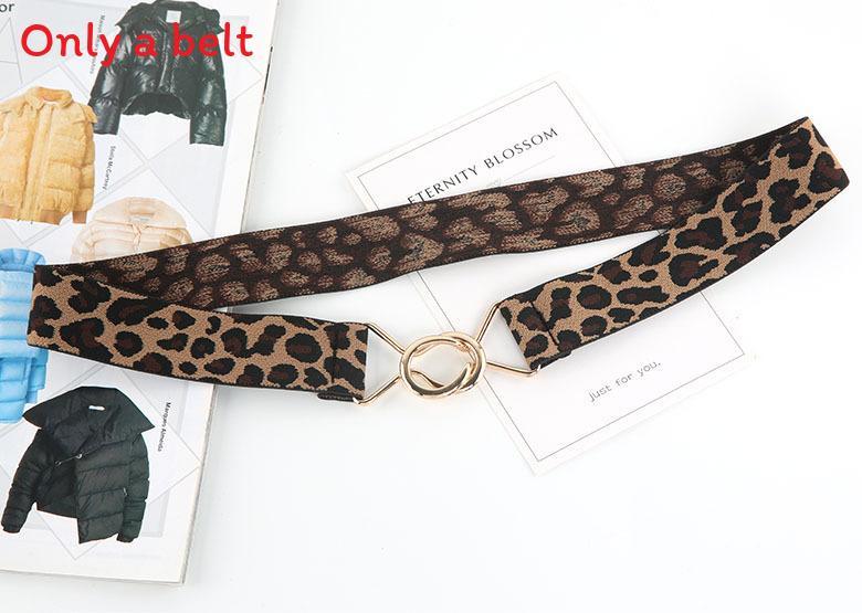 Fashion Black And Leopard Print Elastic Waistband With Buckle Design For Formal Events