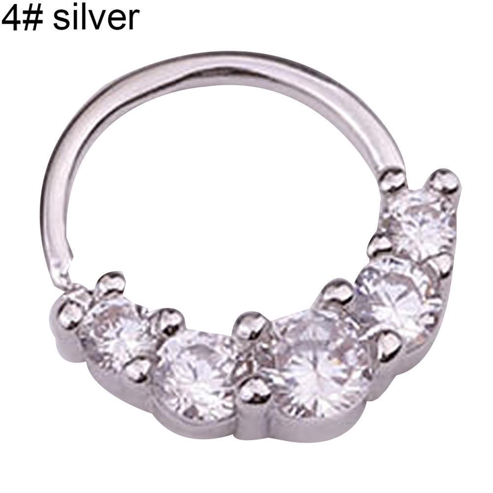 1Pc Women Cubic Zirconia Inlaid Nose Ring Helix Earring Hoop Piercing Jewelry