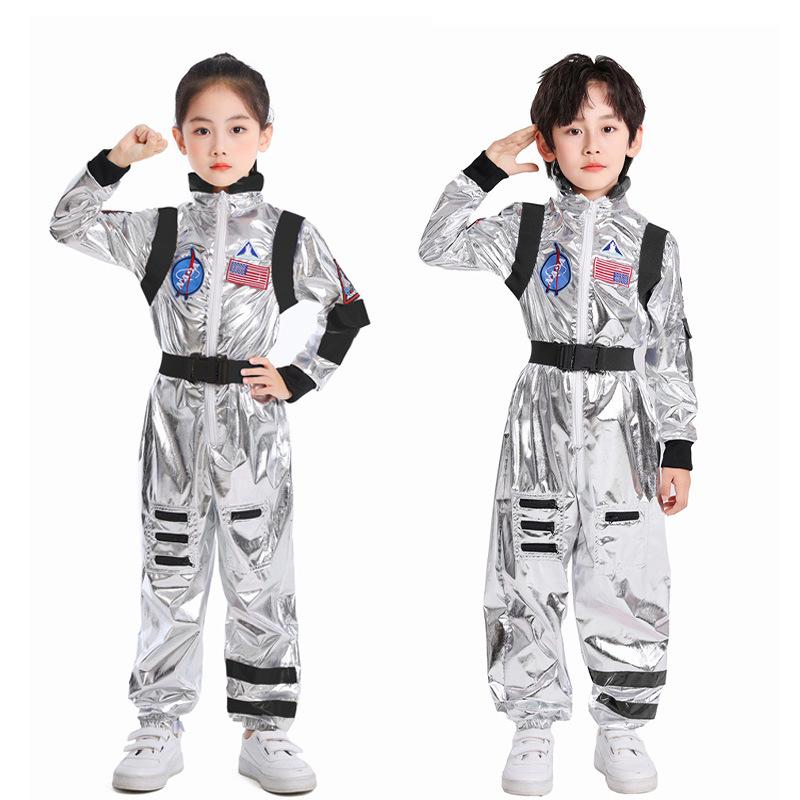 Halloween children astronauts wandering the earth, spacesuit onesie carnival cosplay costumes