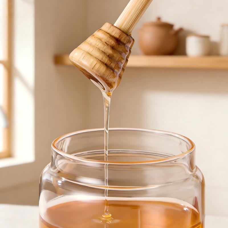 High Borosilicate Glass Honey Jar with Stirrer - Sealed Food Storage for Jam and Honey