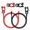 1 Pair Battery Connector Wires 10AWG Red and Black Car Battery Cable Aluminum Alloy Connector Clamp for Automotive Marine Solar Motorhome Motorcycle