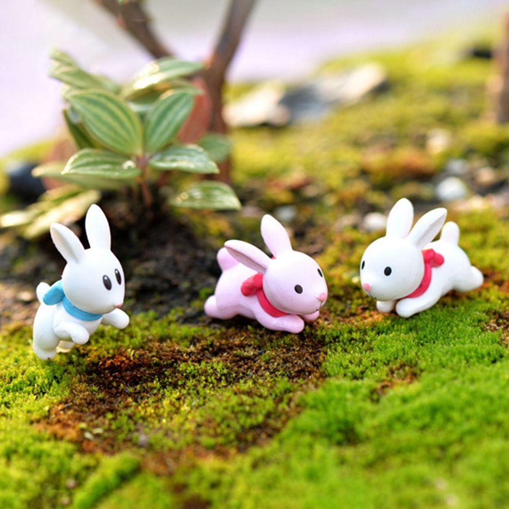 Rabbit Miniatures DIY Materials Moss Micro Landscape Ornament Succulent Doll Ornament Bow Tie Little Rabbit White