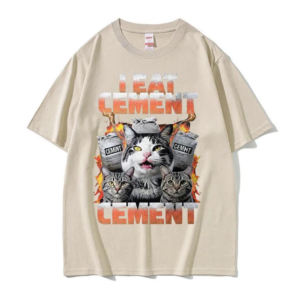 I Eat CeUnisext Cursed Cat Funny Meme Tee Shirt Unisex Women Vintage Gothic Oversized Tshirts Casual Cotton Short Sleeve T Shirt Tops