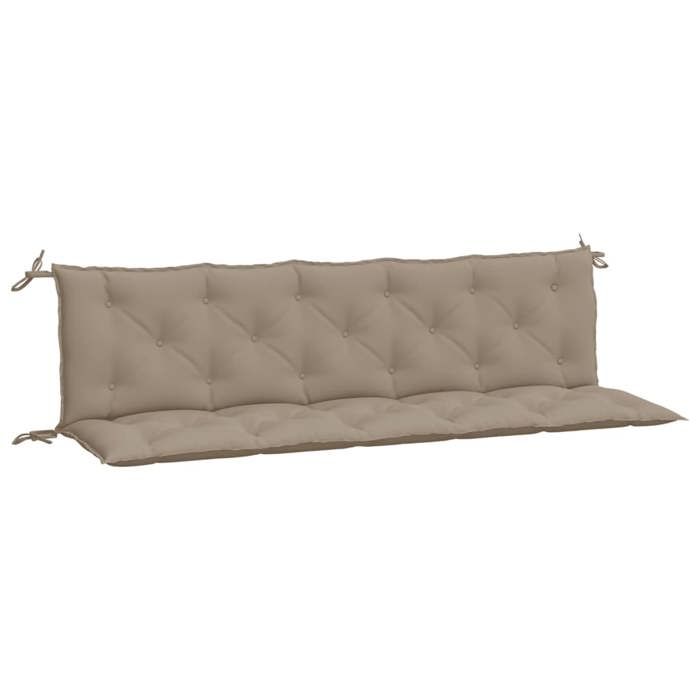 VidaXL Set of 2 Garden Bench Cushions, Bench Cover with String Ties, Waterproof Outdoor Cushion, Taupe 361724