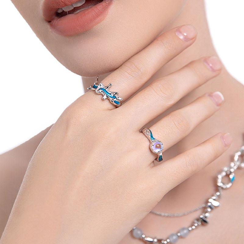 Elegant Dark Aesthetic Adjustable Copper Finger Ring For Women In Trendy Geometric Shape