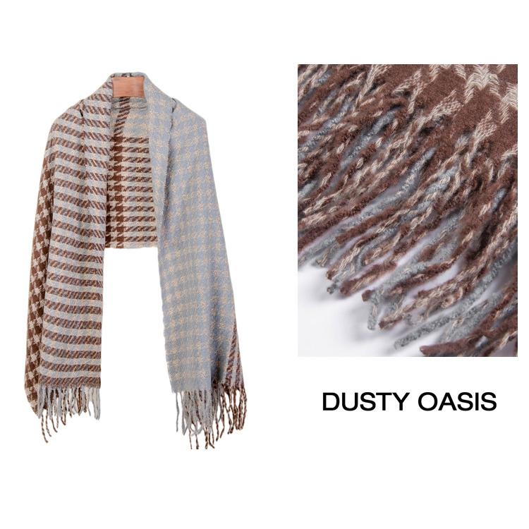 Høst vinterskjerf Brunt Houndstooth skjerf for kvinner dusk sjal