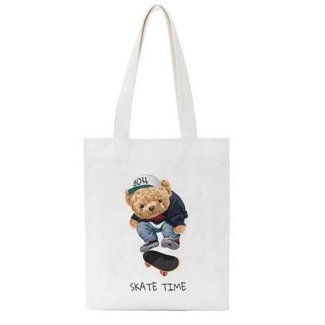 Kawaii Bär Druck Y2K Leinwand Tasche Harajuku Brief Nette Ins Große Kapazität Shopper Tasche Neue Casual Kpop Ulzzang Frauen Schulter taschen