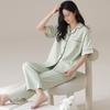 Lycra cotton couple pajamas summer pure cotton short-sleeved trousers loose and cool can be worn outside men's loungewear suit