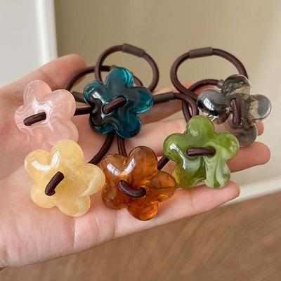 Hair Bands for Women Ponytail Flower Hair Ties Pretty Hair Elastics Set of 6