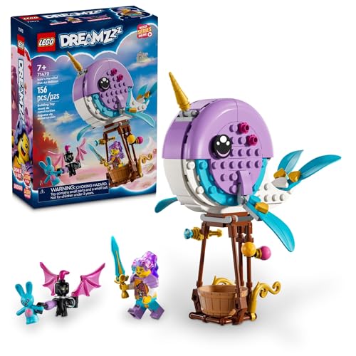 LEGO DREAMZzzz Izzy's Narwhal Hot Air Balloon Deep Sea Animal Toy, Save Bunchu from the Grimspawn, Transforming Whale Figure, Kids Bunny Toy for Boys