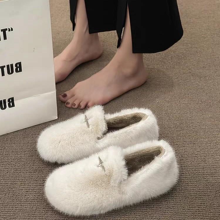 Mao Mao Shoes Women Wear New Autumn and Winter One-pedal Mary Jane Cotton Shoes Plush Beanie Single Shoes