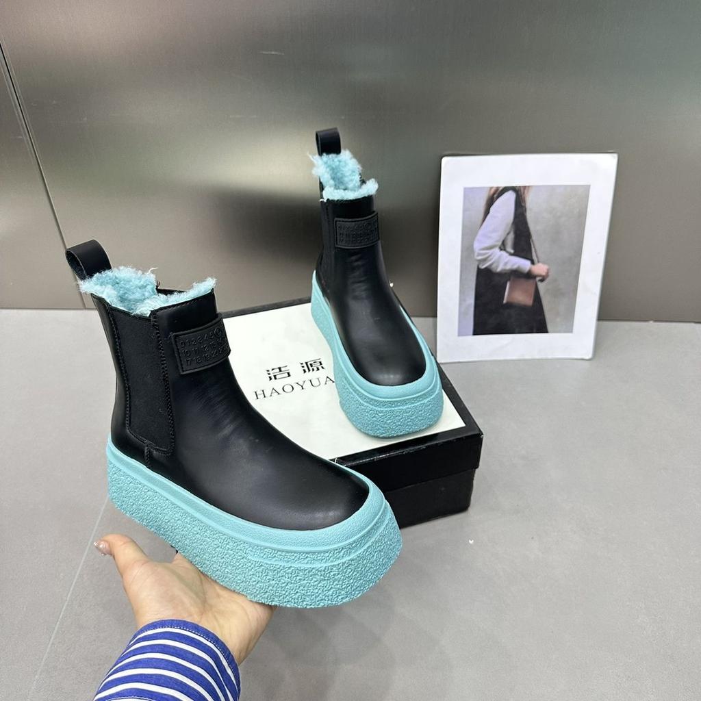 Mode Europäischen Amerikanischen Farbige Kamin frauen Stiefel 2024 Winter Neue Plüsch und Warme Dicken Sohlen Baumwolle Stiefel Plattform Zapatos Mujer