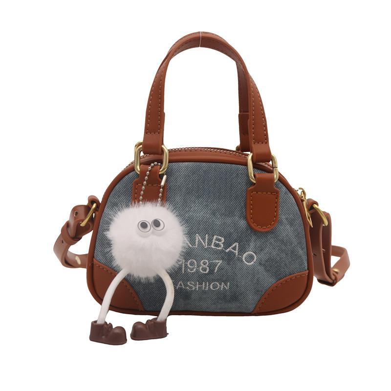Trendy Mini Denim Letter Crossbody Bag For Kids Stylish Unisex Shoulder Bag For Toddlers