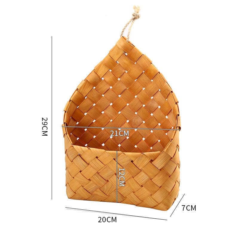 

Американский деревенский стиль, плетеная вручную деревянная настенная корзина с кожаной ручкой для хранения фруктов и закусок на столе