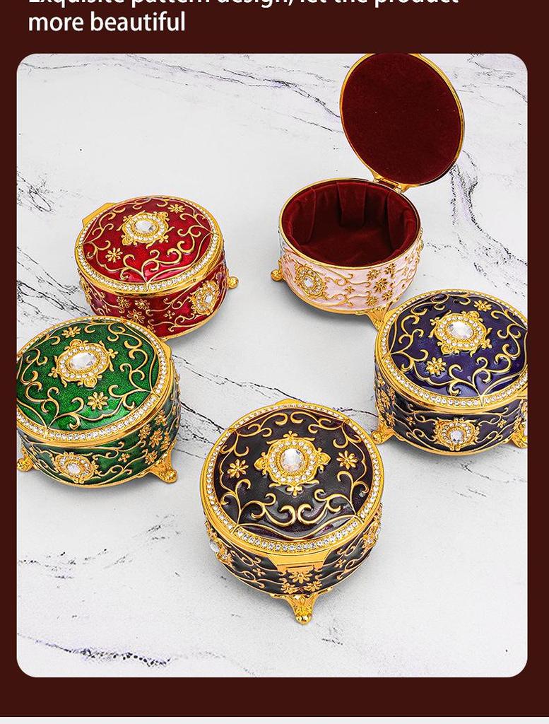 European Retro Enamel Jewelry Box: Exquisite Metal Storage for Necklaces and Princess Jewelry