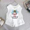 Girls Cotton Cartoon Print Tank Top And Shorts Set Fashionable Summer Two Piece Outfit For Kids