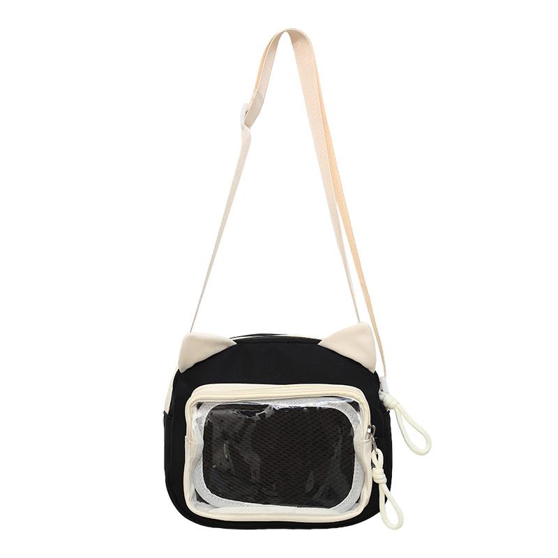 

Fashion New Design Minimalist Cute Girls Ita Crossbody Bags Clear Window Pin Display Itabag Ladies Small Messenger Phone Purse чёрный