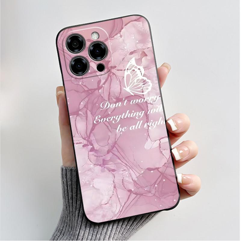 Per Custodia Doogee Note 58 Pro Lusso Moda Pattern Farfalle Fiori Nero Morbido TPU Silicone Cover Posteriore Telefono Cassa Antiurto