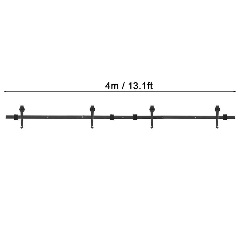 4m Double Door Arrow Type Barn Sliding Wood Door Track Kit Door Hanging Rail Pulley Set for