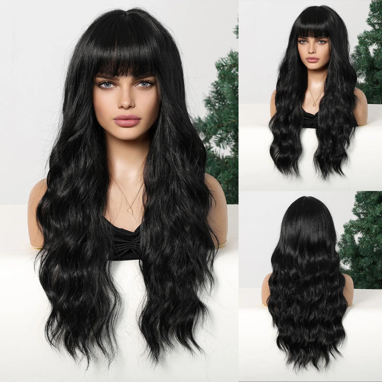 

EASIHAIR пепельно-коричневый светлые синтетические парики, длинный волнистый парик с челкой для женщин, смешанный цвет с омбре, парик для повседневного использования, термостойкий