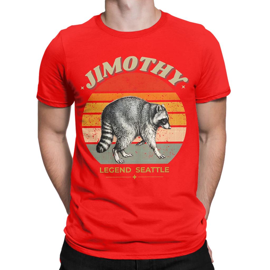Jimothy Raccoon Seattle Viral Raccoon T Shirt Unisexs 100 Cotton Humorous Tshirt Round Collar Tees Short Sleeve Clothing Summer