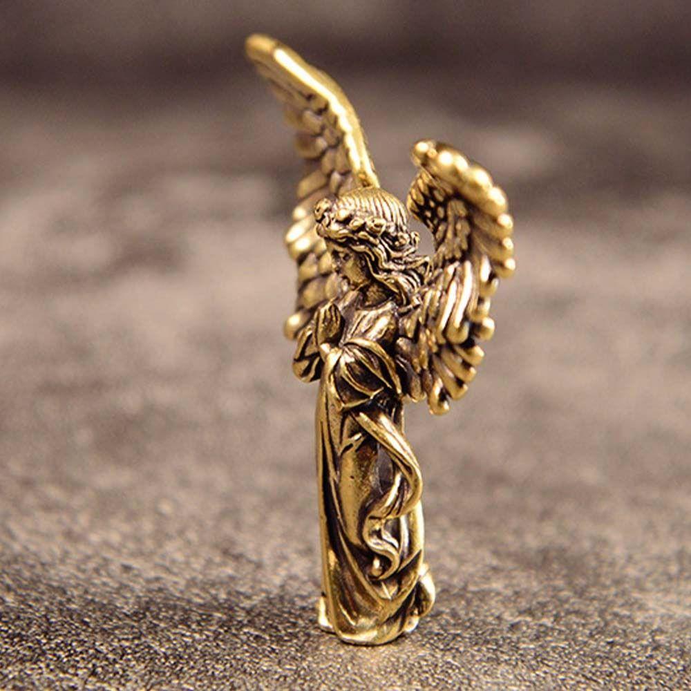 Cute Brass Angel Cupid Statue Blessed Guardian Angel Figurines  Office Desk Ornaments
