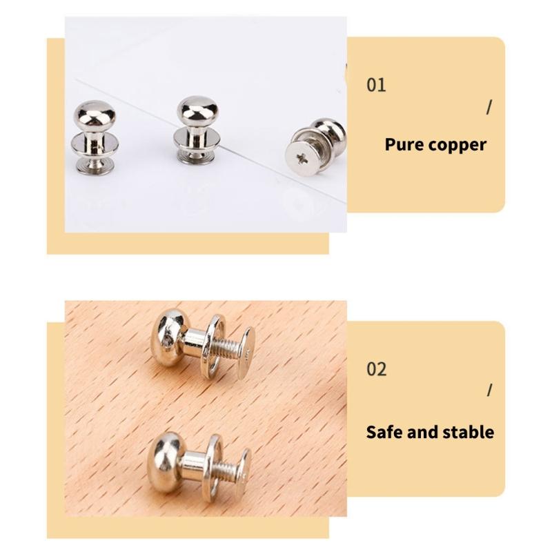 Round Head Button Studs , 4MM 7MM 8MM Metal Screws Spikes and Studs, Leather Rivets Screws Button Rivets for Leather