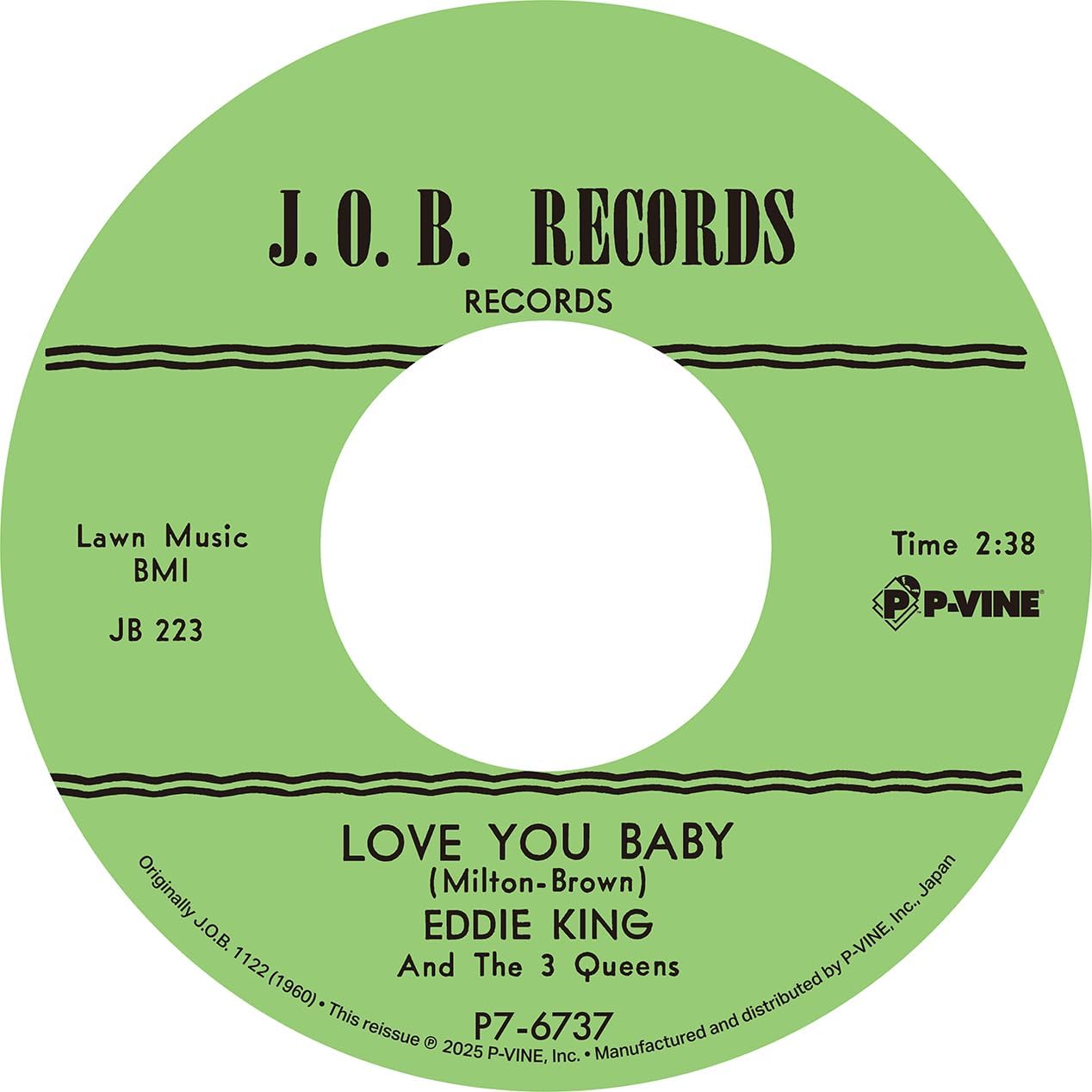 

7-дюймовая пластинка EDDIE KING & THE 3 QUEENS - Love You Baby / Shakin Inside P76737 P-VINE RECORDS 2025 Япония Блюз