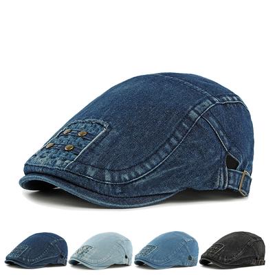 Denim Hat Women Beret British Vintage Forward Hat Men's Peaked Cap