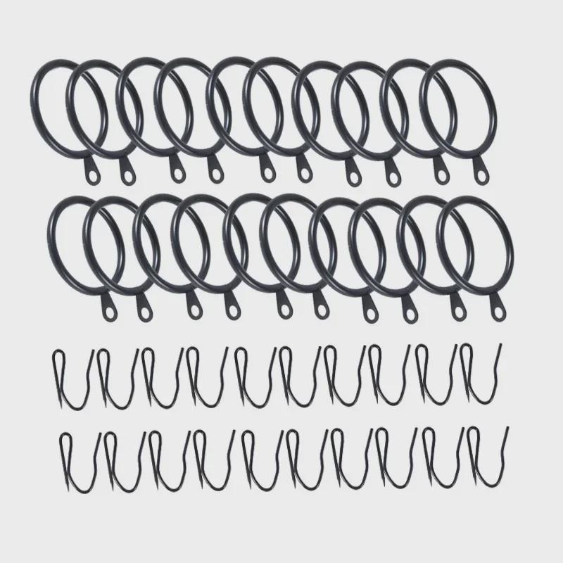 Black Shower Curtain Rod Hook with Roman Ring and Pin Hook Design