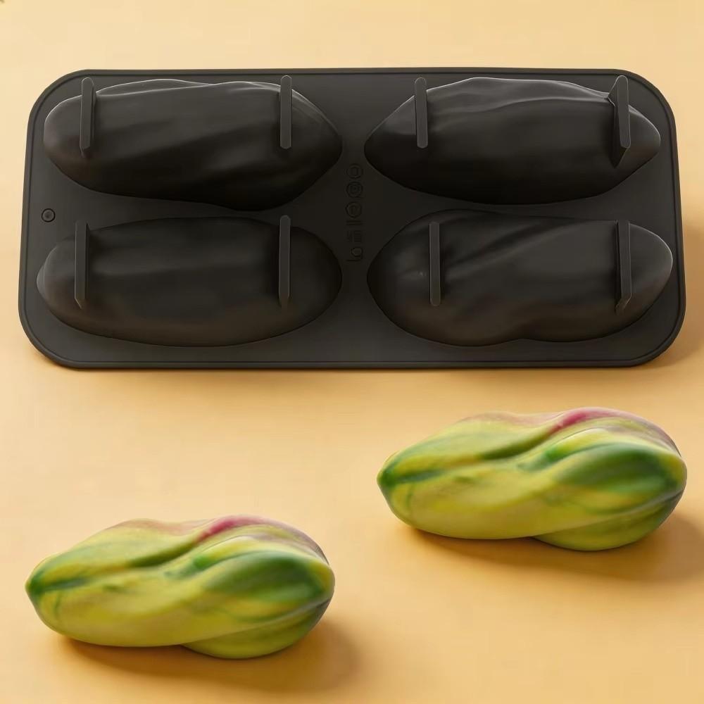 4-Cell Design Pistachios Chocolate Mold Food Grade Silicone Coffee Bean-shaped French Pastry Mold BPA Free Reusable