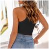 Women's Fashion Casual Solid Color Crewneck Button Sleeveless Crop Sexy I-top Vest