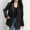 Damenmode Dünner Blazer Büro Dame Revers Langärmeliger Mantel Anzug Schlanke Strickjacke Einfarbig Blazer Casual Tops