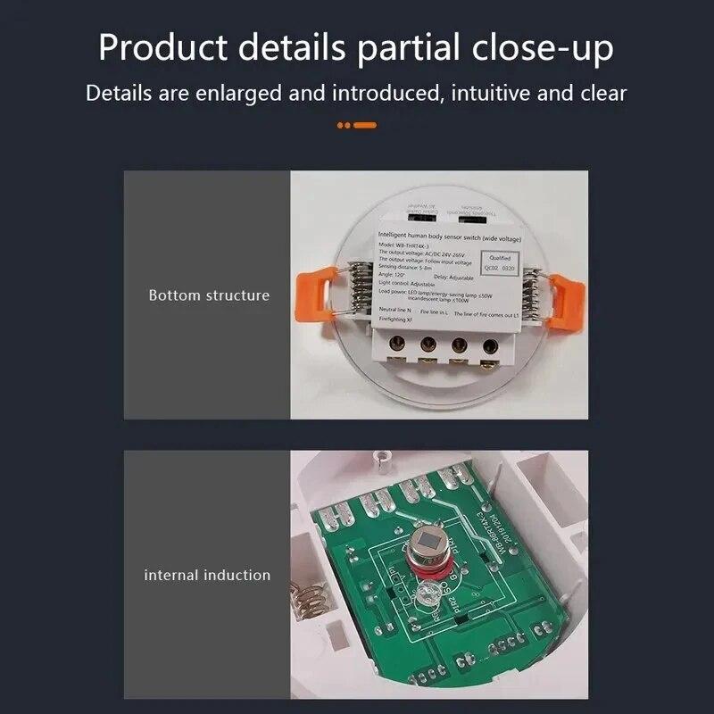 110-220V Infrared Sensor Switch 120 Degree Ceiling Recess PIR Infrared Human Body Motion Sensor Light Bulb Switch