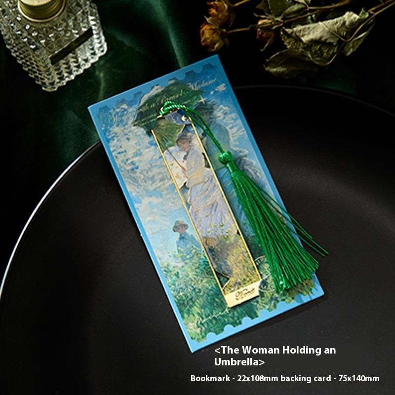 1pc Creative Oil Painting Metal Bookmark Tassel Pendant Ruler Pagination Mark Student Gift Reading Book Clip School Supplies