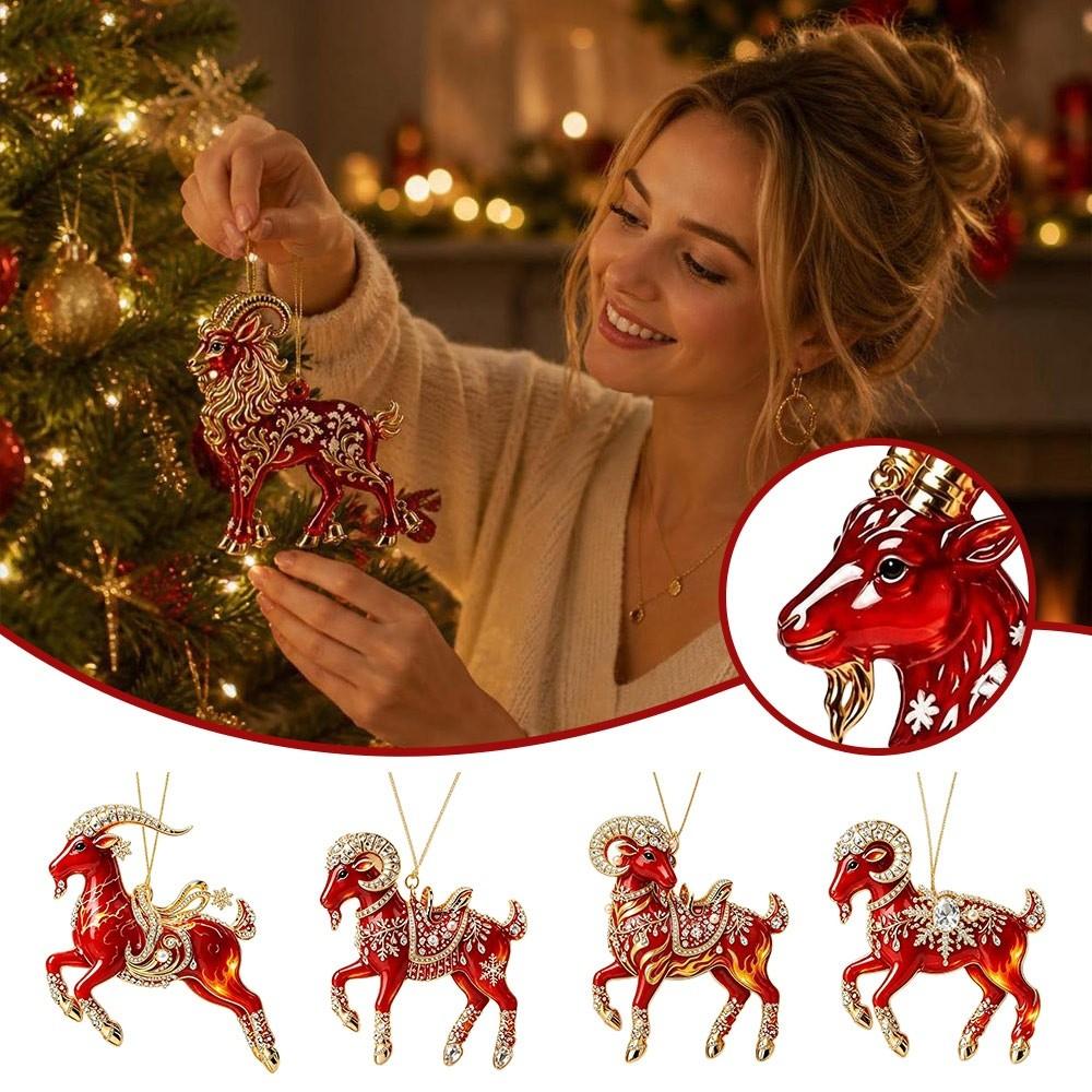 Glänzendes Ziegen-Hängeornament Acryl-Weihnachtsbaumschmuck Neues Sternzeichen Ziege Souvenir Taschenanhänger