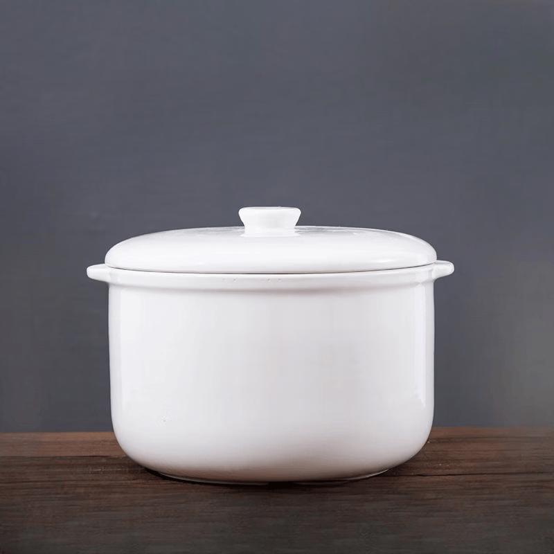 ZISIZ 2.5L Ceramic Double Boiler Lid & Inner Pot Set