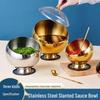 Stainless Steel Slanted Sauce Bowl with Lid for Mala Hot Pot and Buffet