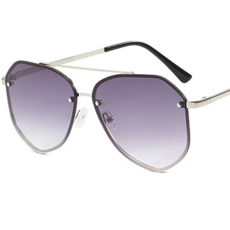 Fashion Sunglasses Double Beam Sun Glasses Anti-UV Spectacles Alloy Frame Eyeglasses Personality Gradient Lens Ornamental