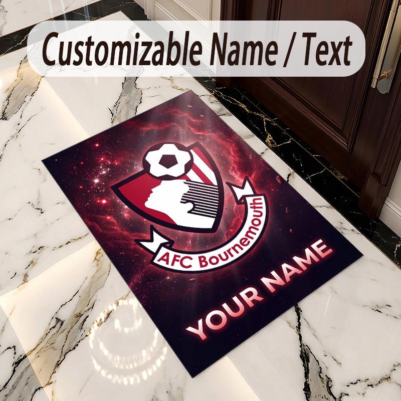 Crystal Velvet Rug Bournemouth Football Print Custom Name Text Floor Mat Home Decor