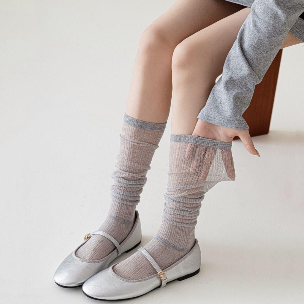 

Ultra-thin Calf Long Socks Lolita High Tube Stocking Elastic Mid-tube Stocking Ballet білий
