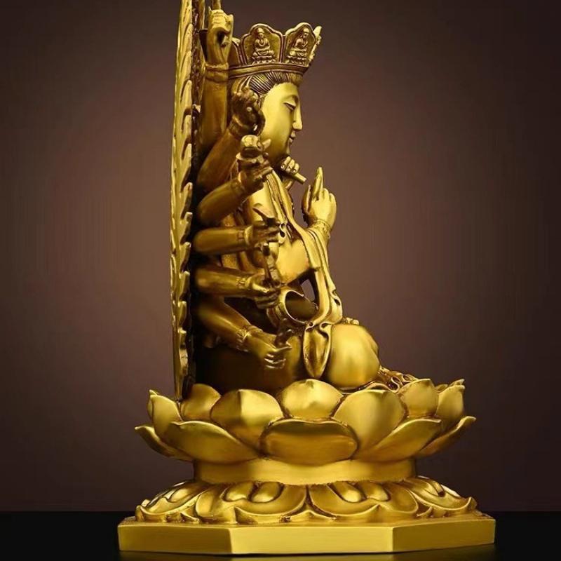 Bodhisattwa Guanyin Tysiącręka Osiemnaście Ramion Quan Tie Matka Brązowy Posąg Dekoracja Domu Prezent Dekoracja Salonu