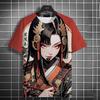Men's Fashion 3D Printing Anime HD Printing Short Sleeve T-shirt Men Japanese Girl Round Neck Casual Short Sleeve