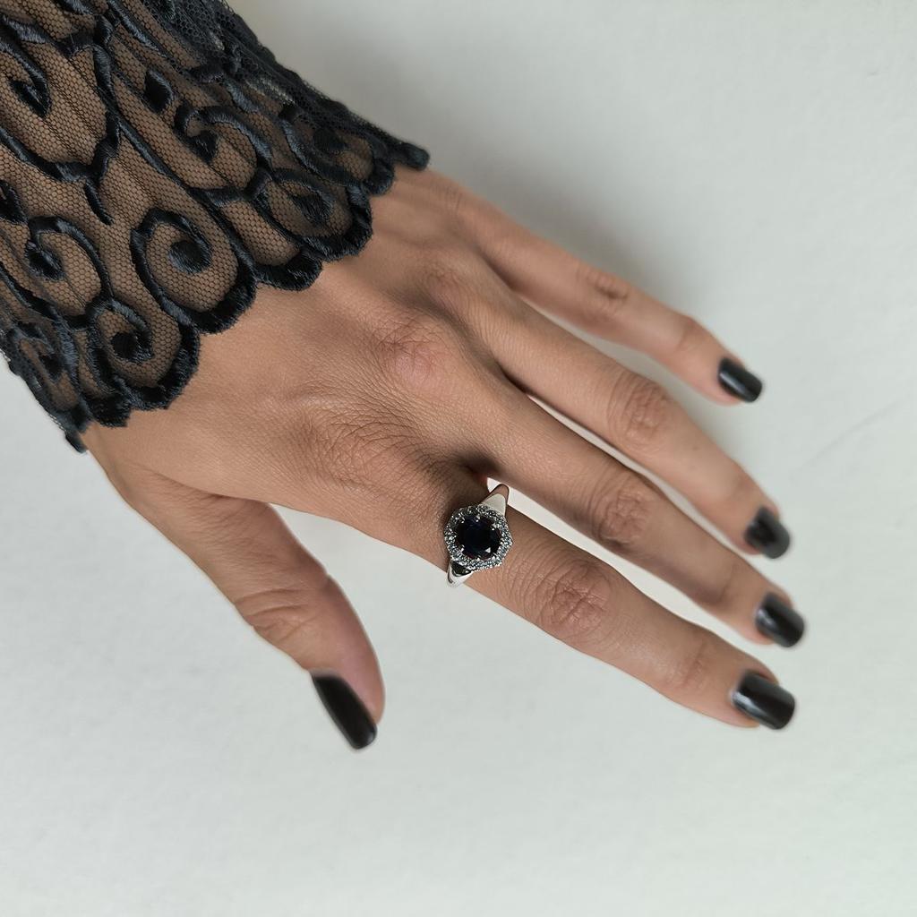 Серебряное кольцо с сапфиром nano 1.388ct, вес изделия 3,21 гр (2188865)