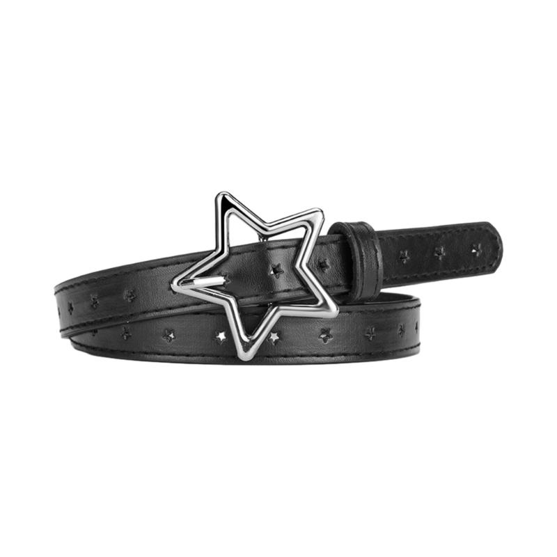 Temperament Women Jeans Waist Belts with Alloy Star Buckle Ladies Waistband
